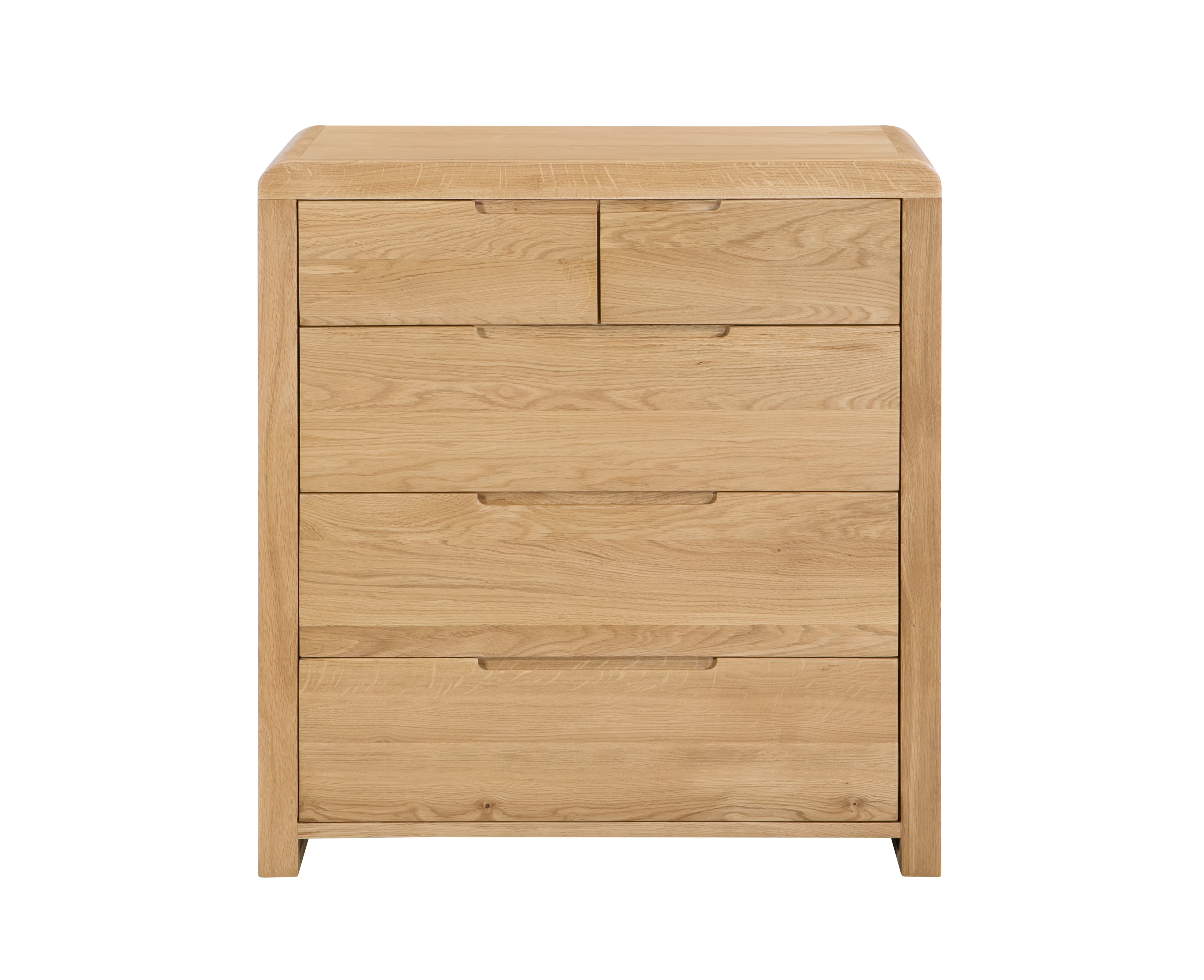 Curve Natural Oak Wood Chest of Drawers | 5 Drawers
